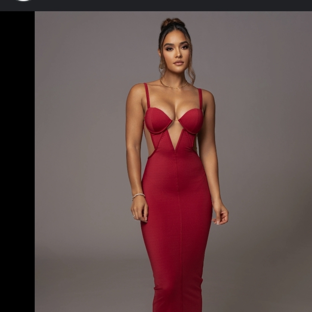 JLUXLABEL Red Midi Dress